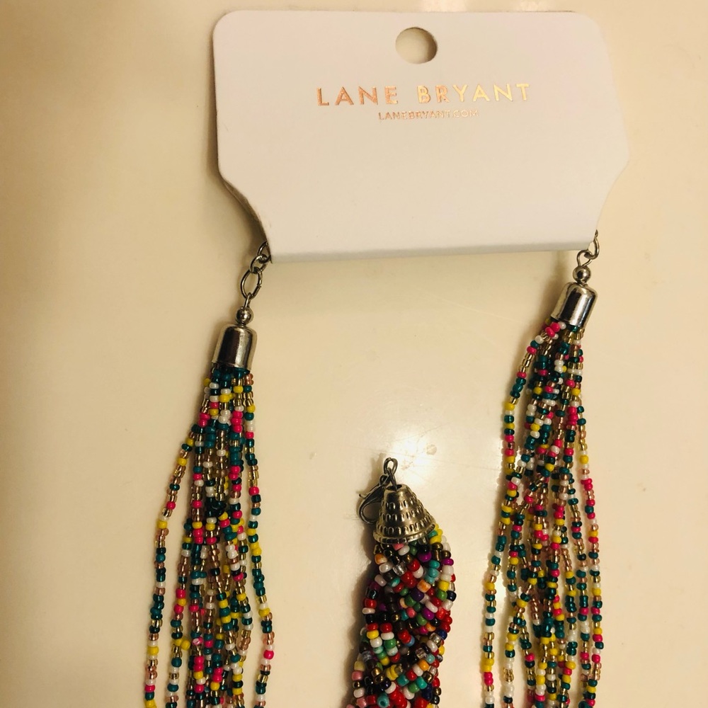 Lane Bryant Multicolor Beaded Necklace and braided bracelet.